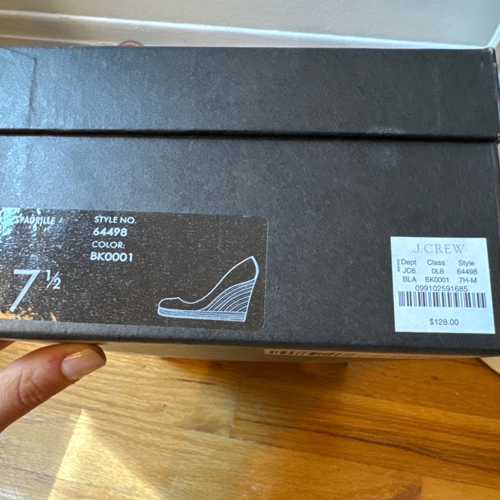 J.Crew Seville Espadrille Wedges Black Canvas Size 7.5 w/ Box - Picture 5 of 6